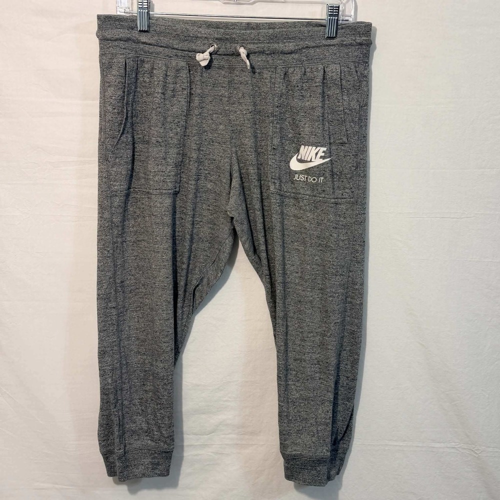 Nike Sweatpants Women Large Gray Cotton Capri Jogger Gym Vintage Athleisure L